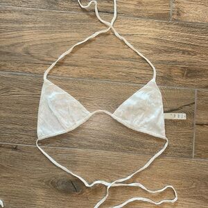 SKIMS Cream Silk Bralette with Logo